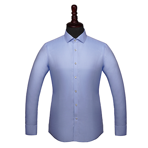 經典藍色人字紋系列長袖襯衫