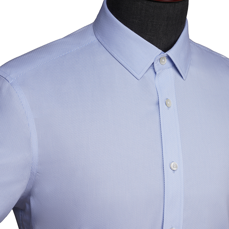 經典藍色破浪紋男士短袖襯衫(圖2)