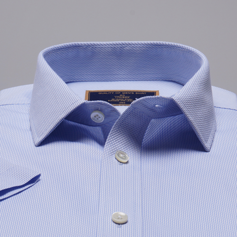 經典藍色破浪紋男士短袖襯衫(圖3)