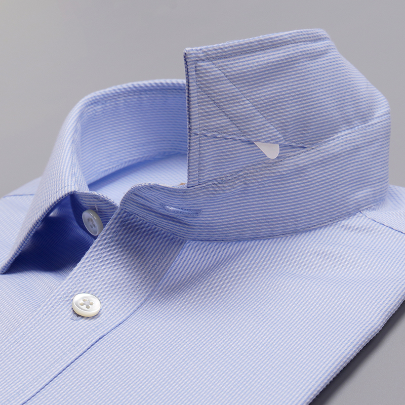 經典藍色破浪紋男士短袖襯衫(圖4)